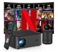 HOPVISION Mini Proiettore【Netflix/Prime Video/Youtube Ufficiale】con altoparlante BT, 15000L Proiettore Portatile WiFi Bluetooth, Proiettore 4k 1080P Full HD per Dolby/Android/iOS/PS5
