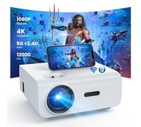 HOPVISION Proiettore, 12000Lumen Proiettore 4K Supportato, Mini Proiettore Portatile WiFi Bluetooth Full HD 1080P, Videoproiettore Home Cinema Compatibile con Smartphone/HDMI/USB/Laptop/Fire Stick/PS5