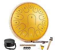HOPWELL Tamburo a mano in acciaio, 33 cm, 15 note, con libro di musica, bacchette e borsa per il trasporto, in re maggiore (giallo)