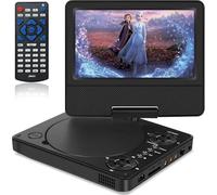 HOPYOP Lettore DVD portatile da 9,5 pollici per bambini e auto, schermo girevole da 7,5 pollici con batteria integrata da 4 a 6 ore, lettore DVD con doppi altoparlanti, supporta lo schermo di