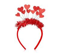 Hopzab Fascia per capelli a forma di cuore, con paillettes rosse scintillanti, accessorio per feste, eventi serali
