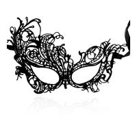Hopzab Maschera in pizzo nero, elegante, maschera misteriosa e sexy, per donne e uomini, per carnevale, balli di fine anno, feste in maschera (Phoenix)