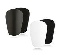 Hopzab Set di 4 mini parastinchi da calcio, leggeri e protettivi, traspiranti ed elastici, in schiuma di resina resistente, set di coppie di colore bianco e nero per allenamento sportivo