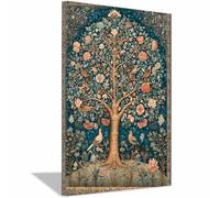 HOQIU albero a parete Albero dei Arazzi Floreali stampe su tela, quadri grandi dimensioni, Adatto per soggiorno, camera da letto, cucina(Multicolore)-30x40cm Incorniciato