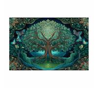 HOQIU albero a parete Farfalla dell'albero della vita verde decorazione da parete, stampe da parete, per camera da letto, soggiorno, bagno.(Multicolore)-40x60cm Non incorniciato