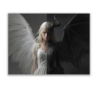 HOQIU bianco e nero, quadro su tela Angeli e demoni pittura per quadri per soggiorno, camera da letto, appartamento.(bianco e nero)-40x60cm Non incorniciato