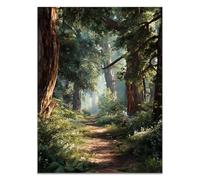 HOQIU Quadri Grandi Dimensioni Paesaggio di sentieri forestali quadro su tela, bagno, soggiorno, decorazione da parete per camera da letto(verde)-30x40cm Non incorniciato