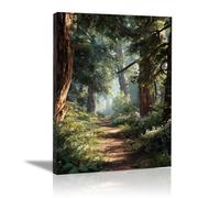 HOQIU Quadri Grandi Dimensioni Paesaggio di sentieri forestali quadro su tela, bagno, soggiorno, decorazione da parete per camera da letto(verde)-30x40cm Incorniciato