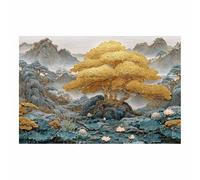 HOQIU quadri moderni Filastrocca nazionale del paesaggio dell'albero d'oro albero della vita quadri, Quadri in tela, per cucina, soggiorno e bagno(Multicolore)-60x80cm Non incorniciato