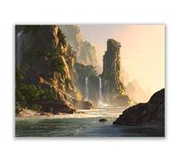 HOQIU Quadri Paesaggio Su Tela Paesaggio di pascoli erbosi quadro su tela, bagno, soggiorno, decorazione da parete per camera da letto(arancia)-40x60cm Non incorniciato