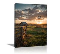 HOQIU Quadro Su Tela Paesaggio di pascoli erbosi quadri paesaggio su tela, quadretti da parete, per Cucina, Soggiorno, Ufficio(verde)-80x120cm Incorniciato