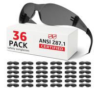 Hoqiwild ANSI Z87.1 - Occhiali protettivi colorati Bulk, 36 pezzi, occhiali da sole di sicurezza per uomo e donna, antigraffio e resistente agli urti, protezione UV