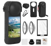 Hoqqf Kit di 6 protezioni compatibili con Insta360 X4 - Protezione per obiettivo, pellicola proteggi schermo, custodia in silicone a corpo intero con doppia lente, custodia rigida per il trasporto