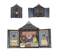 Horace the Wise - Biglietto di Natale 3D con meccanismo nascosto, motivo: astrologo del grande rospo, motivo fantasy, a strati, motivo astrologia, per le vacanze, 2 pezzi, colore: blu navy