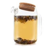 Horae - Teiera in vetro trasparente 1L con filtro in acciaio inox - Vetro borosilicato resistente al calore - Tappo in sughero - Una teiera ideale per preparare fiori e piante