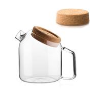 Horae - Teiera in vetro trasparente con filtro in acciaio inox da 700 ml - Vetro borosilicato resistente al calore - Tappo in sughero - Una teiera ideale per preparare fiori e piante