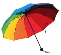 HorBous, ombrello pieghevole per giorni di pioggia e sole, colore arcobaleno con 10 toni e 10 stecche, telaio in acciaio resistente al vento