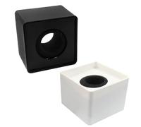 Hordion Confezione da 2 microfoni portatili a forma di bandiera con logo a cubo, in schiuma ABS, accessori per microfoni per interviste, KTV, reporter host, nero e bianco