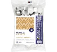 Horeca Candles - 50 Lumini Tealight Premium - Durata 8 ore di Combustione - Set da 50 Pezzi Tè Luci - Candele Bianche - Non profumate