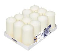 Horeca Candles - Candele a Colonna Avorio - Ø 6 x 12 cm - Set da 12 Candele Decorative - Lunga Durata 40 Ore - Cero Inodore - Cera di Paraffina - Antigoccia - Senza fumo - Qualità RAL