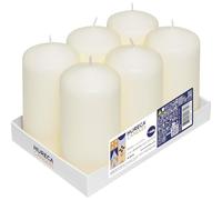 Horeca Candles - Candele a Colonna Avorio - Ø 6 x 12 cm - Set da 6 Candele Decorative - Lunga Durata 40 Ore - Cero Inodore - Cera di Paraffina - Antigoccia - Senza fumo - Qualità RAL