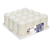 Horeca Candles - Candele a Colonna Avorio - Ø 8 x 15 cm - Set da 16 Candele Decorative - Lunga Durata 60 Ore - Cero Inodore - Cera di Paraffina- Antigoccia - Senza fumo - Qualità RAL