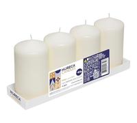 Horeca Candles - Candele a Colonna Avorio - Ø 8 x 15 cm - Set da 4 Candele Decorative - Lunga Durata 60 Ore - Cero Inodore - Cera di Paraffina - Antigoccia - Senza fumo - Qualità RAL