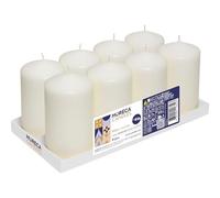 Horeca Candles - Candele a Colonna Avorio - Ø 8 x 15 cm - Set da 8 Candele Decorative - Lunga Durata 60 Ore - Cero Inodore - Cera di Paraffina - Antigoccia - Senza fumo - Qualità RAL