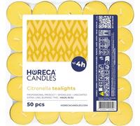 Horeca Candles - Candele Tealight alla Citronella - Set da 200 Candele Profumate - Durata di Combustione 4 Ore - Lumini da Esterno, Balcone, Picnic, Campeggio