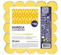 Horeca Candles - Candele Tealight alla Citronella - Set da 25 Candele Profumate - Durata di Combustione 4 Ore - Lumini da Esterno, Balcone, Picnic, Campeggio