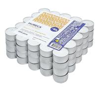 Horeca Candles - Candele Tealight Bianche - 8 Ore di Durata - Set da 100 Candeline Non profumate - Tea Light Piccole Rotonde - Lumini per Matrimonio, Decorazione, Gastronomia