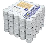 Horeca Candles - Candele Tealight Bianche - 8 Ore di Durata - Set da 200 Candeline Non profumate - Tea Light Piccole Rotonde - Lumini per Matrimonio, Decorazione, Gastronomia