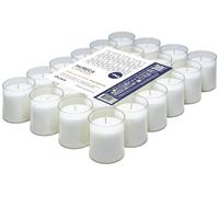 Horeca Candles - Candele Tealight Bianche - Durata 24 Ore - Set da 24 Candeline Non profumate - Bicchiere di Plastica Trasparente - Lumini per Matrimonio, Decorazione, Gastronomia