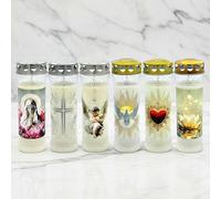 Horeca Candles - Lumini Cimitero con Parapioggia - Durata 7 Giorni - Set da 6 Ceri Votivi Settimanali - Candele Tombali Commemorative per Defunti