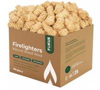 HORECA CANDLES Riccioli Accendifuoco Ecologico - Confezione da 100 Accendi Fuoco in Legna Arricchiti con Cera - Accensione Sicura, Pulita e Naturale per Carbonella, Barbecue, Camino, Stufa