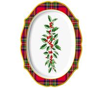 Horeca Collection 1 unità - Vassoio monouso rettangolare Royal Cartone 27 x 37 cm con tema Agrifoglio. Vassoio biodegradabile Natale, 100% riciclabile. Celebrazioni ed eventi.