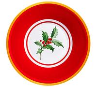 Horeca Collection 6 pezzi - Ciotola usa e getta in cartone da 350 CC a tema Agrifoglio. Ciotole in cartone biodegradabili Natale, 100% riciclabili celebrazioni ed eventi.