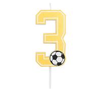 Horeca Collection - Candela Calcio Numero 3-7,5 Cm - Candele di Compleanno - Candela Numerica per Torta - Decorazione Anniversario - Pallone - Birthday Candles