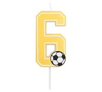 Horeca Collection - Candela Calcio Numero 6-7,5 Cm - Candele di Compleanno - Candela Numerica per Torta - Decorazione Anniversario - Pallone - Birthday Candles