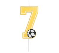 Horeca Collection - Candela Calcio Numero 7-7,5 Cm - Candele di Compleanno - Candela Numerica per Torta - Decorazione Anniversario - Pallone - Birthday Candles