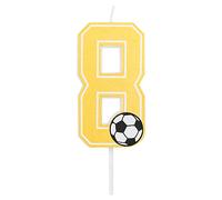 Horeca Collection - Candela Calcio Numero 8-7,5 Cm - Candele di Compleanno - Candela Numerica per Torta - Decorazione Anniversario - Pallone - Birthday Candles