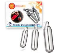 HORECATECH 10 Cartucce Ricarica SELTZ Sifone Soda CO2 (Diossido di Carbonio) Professionali Cartuccia, Gasatore, Selz, Areatore, Bartender, Bar, Capsule, Frizzante, Cocktail