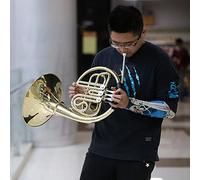 Horett Corno Francese Sib Corno Francese Singolo Ottone Laccato Oro Diviso a Singola 3 Tasti Bocchino in Cupronichel Custodia Rigida per Studenti Principianti Insegnante