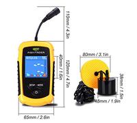 Horett Ecoscandaglio Portatile con Portata di profondità di 100 M e | Sonar Cablato, Cavo da 7,5 M, Sensore Rotondo, Montaggio su Scafo, Display su Erba, Roccia e Sabbia, Letture in Metri