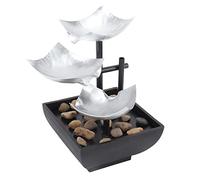 Horett Fontana da Tavolo, Flusso Silenzioso a 3 Livelli con Illuminazione | Decorazione in Plastica , Circolazione Automatica, Meditazione per la Cameretta dei Bambini, Presa USB, Lavabo River Rock