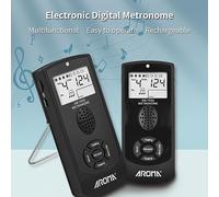 Horett Metronomo elettronico metronomo digitale accordatore del tempo display LCD 2,2 pollici tempo 40-208 bpm battiti 0-9 batteria ricaricabile con jack cuffie per chitarra pianoforte