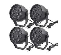 Horett Mini PAR Light DJ Stage Light DJ Party Disco Confezione da 4 Luci 12 LED RGBW Display LED Attivato Dal Suono con modalità di Cambio Colore per Feste Bar KTV