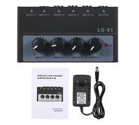 Horett Mixer Audio a 4 Mixer Audio Console Mini Portatile in Metallo Ultra Silenzioso DC 5 V Interfaccia USB con Microfono Ingressi Tastiera Chitarra Basso per DJ Club Bar Studio (Spina europea)