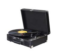 Horett Registra il giradischi vintage BT Phonograph USB 33/45/78 giri/min Supporto per dischi in vinile da 7/10/12 pollici Giradischi portatile con altoparlanti Ingresso d (Nero)