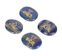 Horett Set di Pietre Runiche, Simboli dei Quattro Elementi, Finitura | Materiale Minerale, Forma Piatta Lucida, Cristalli Reiki, Meditazione, Equilibrio dei Chakra, Rituali, Uso Domestico e in
